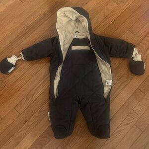 7 A.M. 7 AM Enfant Benji Snowsuit Attached Mittens 6-12 Months Gray